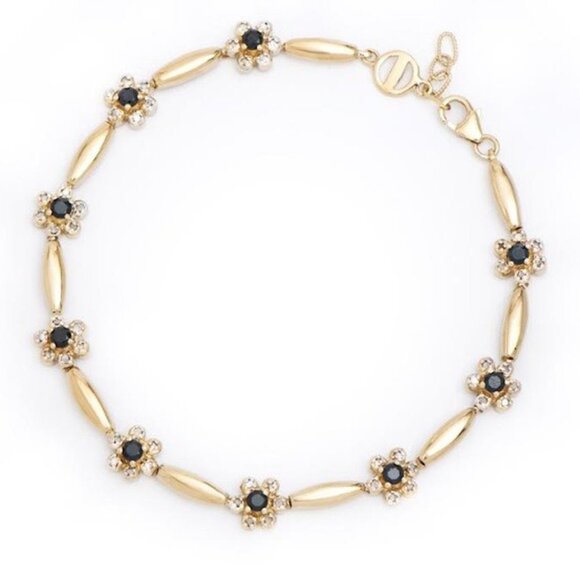 Jewelry - 18K Yellow Gold Plated 0.14 CTW Diamonds and 1.05 CTW Black Sapphire Bracelet